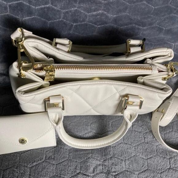 Brand New Very Sweet STEVE MADDEN Ivory Designer Shoulder Satchel Purse Handbag - Picture 7 of 9